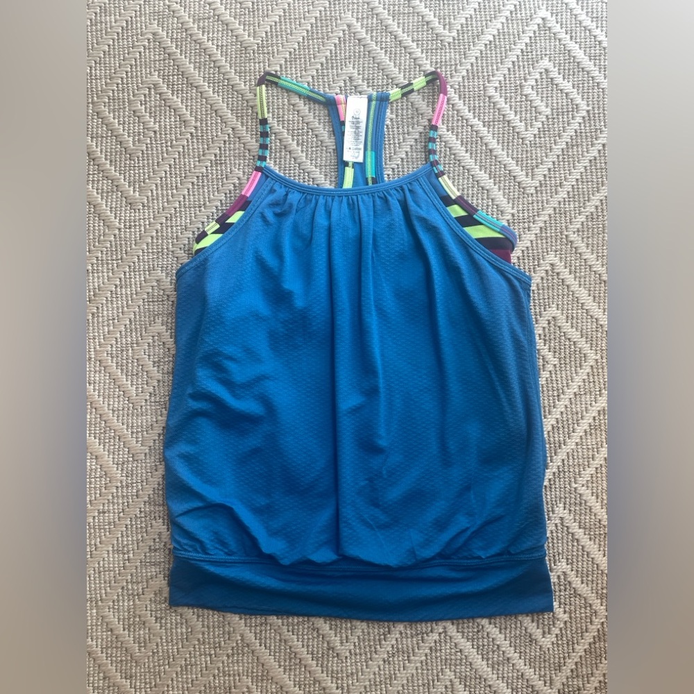 Ivivva Girls Blue Tank Top with Multicolor Straps